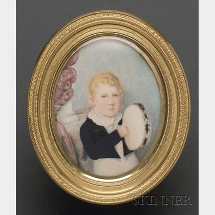 Portrait Miniature of a Boy with a Tambourine