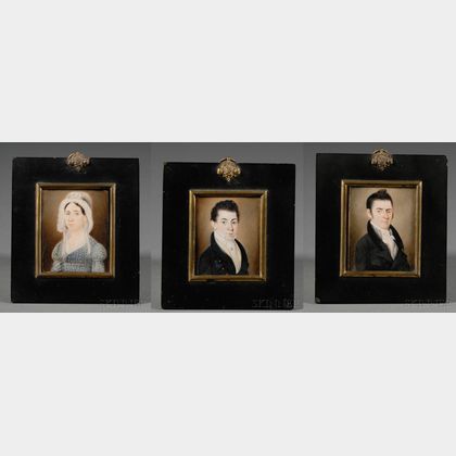Three Related Family Portrait Miniatures