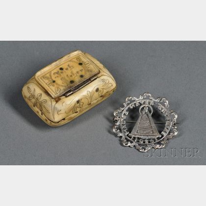 Horn Snuff Box and Austrian Silver Pin