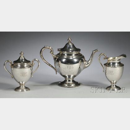 Assembled Three-piece American Sterling Tea Service