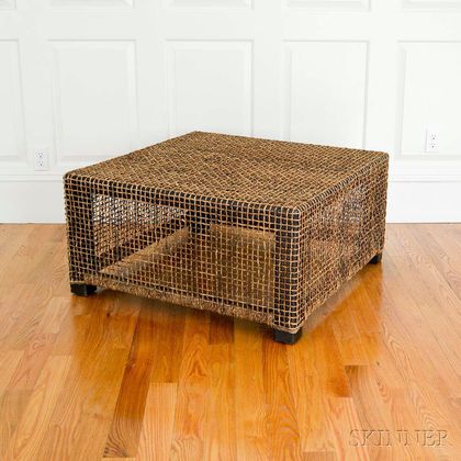 Sisal-wrapped Cube Table
