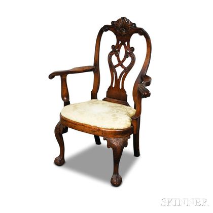 George II-style Carved Mahogany Armchair