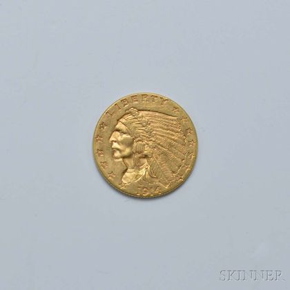1914 $2.50 Indian Head Gold Coin. Estimate $200-300
