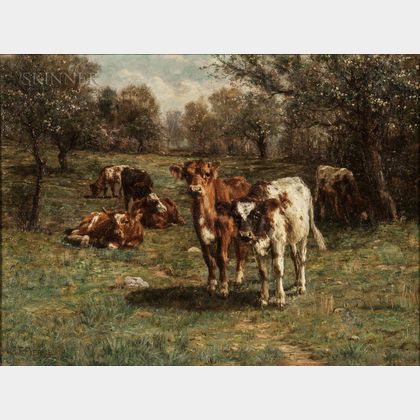 Charles Franklin Pierce (American, 1844-1920) Cows at Pasture