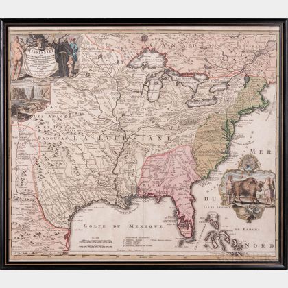 North America, East Coast. Johann Baptiste Homann (1664-1724) Amplissimae Regionis Mississipi seu Provinciae Ludovicianae a R.P. Ludovi