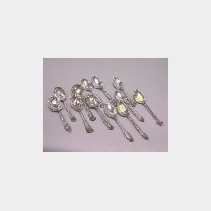 Six Sterling Teaspoons and Six Plated Tea and Serving Spoons. 