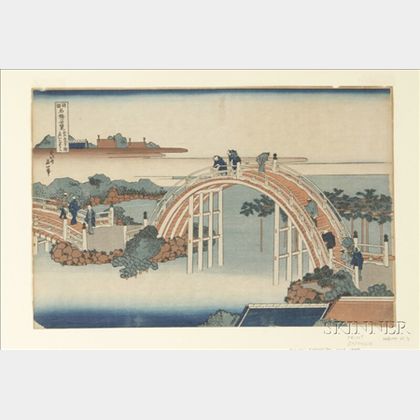 Hokusai: The Drum Bridge at Kameido Shrine