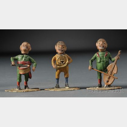 Three-piece Cold-painted Bronze Monkey Band with Nodding Heads