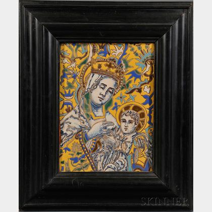Painted Ceramic Plaque of the Madonna and Child