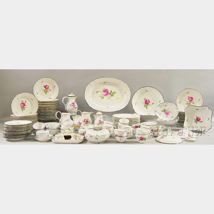 Assembled Set of Meissen Rose-decorated Porcelain Service
