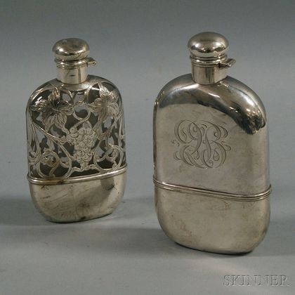 Two Sterling Silver-mounted Flasks
