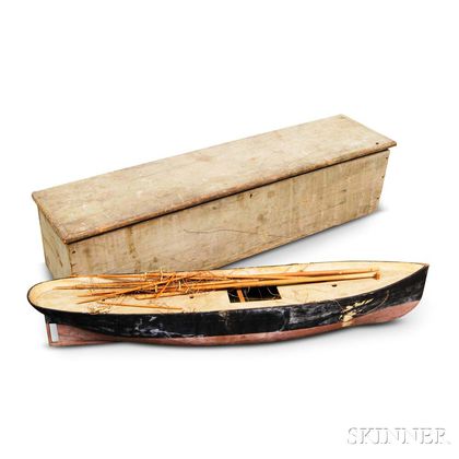 Cased Carved and Painted Pond Boat