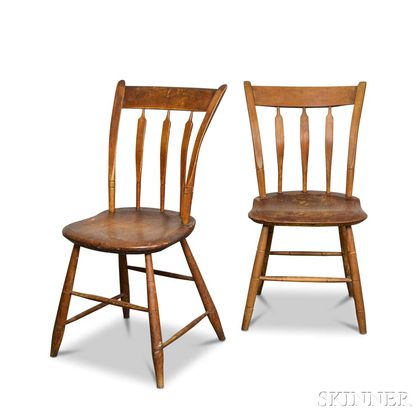 Two Maple Arrow-back Windsor Side Chairs