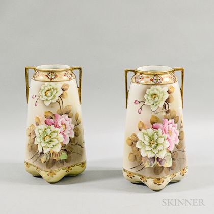 Pair of Nippon Hand-painted Vases