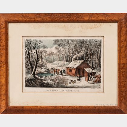 Currier & Ives Lithographs Maple Sugaring and A Home in the Wilderness 