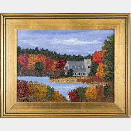 William Witherell (Massachusetts, b. 1941),Old Stone Church in Autumn