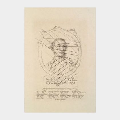Etching after Charles Willson Peale Depicting a Sketch of George Washington