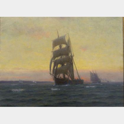 William Edward Norton (American, 1843-1916) Sailing at Sunset