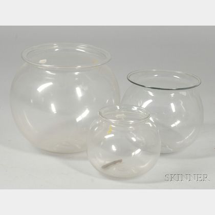 Three Blown Glass Graduated Leech Jars