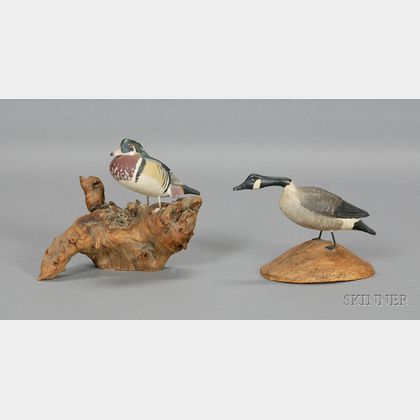 Carved and Painted Miniature Wood Duck and Canada Goose Figures