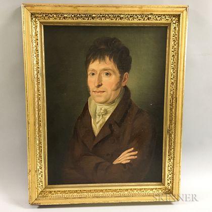 Anglo/American School, 19th Century Portrait of a Man with Crossed Arms.