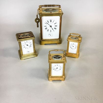 Four Brass and Glass Carriage Clocks