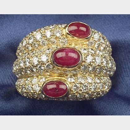 18kt Gold, Diamond and Ruby Ring, Cartier, Paris