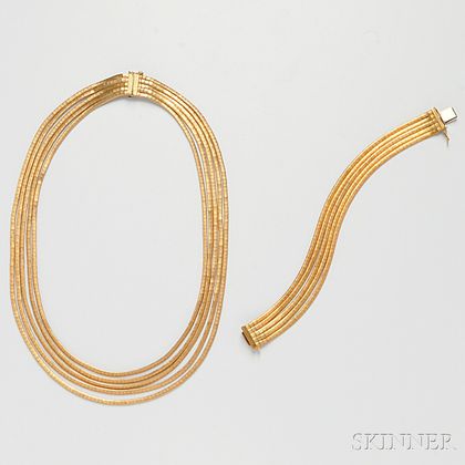 18kt Gold Necklace and Bracelet, Retailed by Cartier
