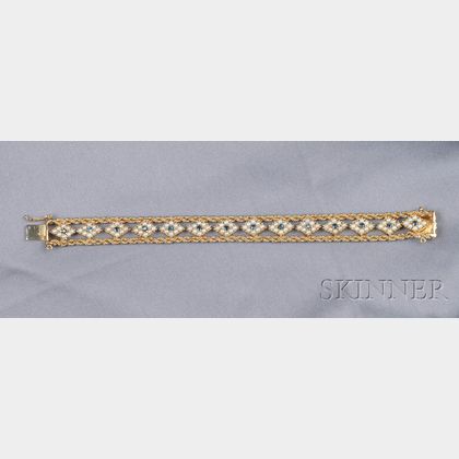 14kt Gold, Seed Pearl, and Sapphire Bracelet
