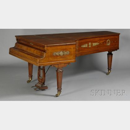 French Empire Fruitwood Marquetry-inlaid Rosewood and Bronze-mounted Piano