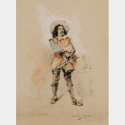 Enrique Serra y Auque (Spanish, 1859-1918) Sketch of a Cavalier