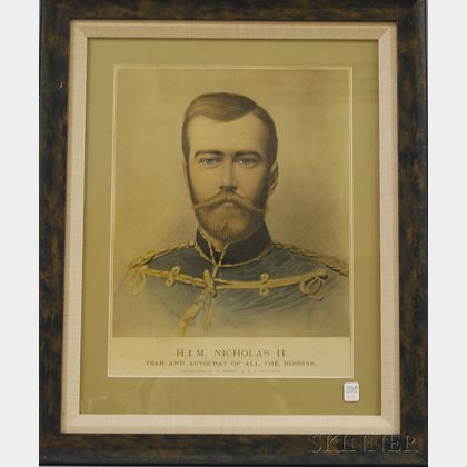 Framed Chromolithograph of Emperor Nicholas II