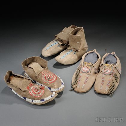 Three Pairs of Plains Moccasins