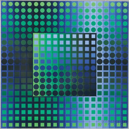 Victor Vasarely (French/Hungarian, 1906-1997) Abstract Geometric Composition.