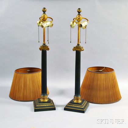 Pair of Empire-style Metal Lamps