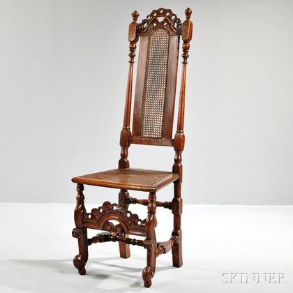 Jacobean Revival Walnut Side Chair