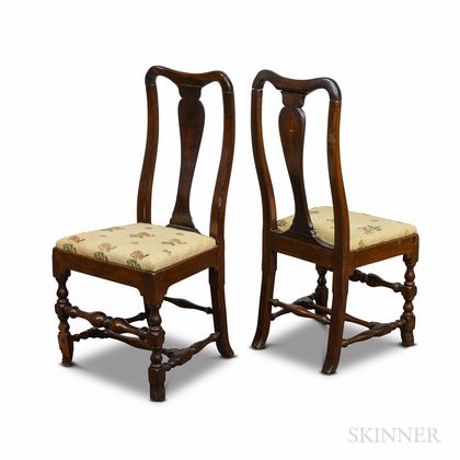 Pair of Queen Anne-style Stained Maple Side Chairs. Estimate $300-500