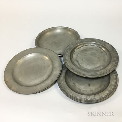 Six English Pewter Plates