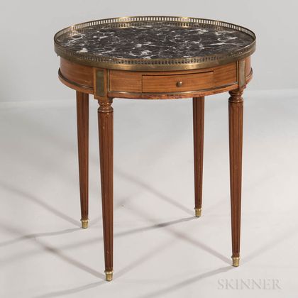 Louis XVI-style Mahogany and Mahogany-veneered Marble-top Side Table