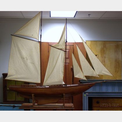 Wooden Two-Masted Sailing Ship Model