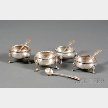 Two Pairs of George III Silver Open Salts