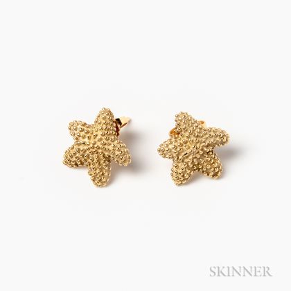 Pair of Tiffany & Co. 18kt Gold Starfish Earrings