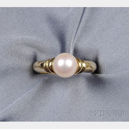 18kt Gold and Cultured Pearl Ring, Mikimoto