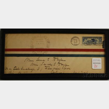 February 20, 1928 Stamped Charles Lindbergh Flown U.S. Air Mail Letter Envelope
