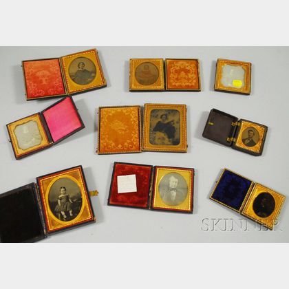 Nine Assorted Cased Early Portrait Photographs