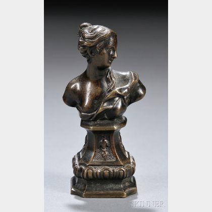 Miniature Classical-style Bronze Bust of a Woman