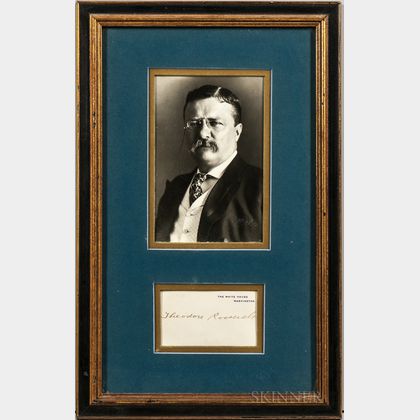 Roosevelt, Theodore (1858-1919) Signed White House Card with Photograph.