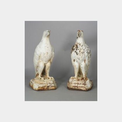 Pair of Large Cast Iron Eagle Figures
