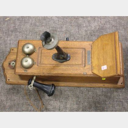 Standard Telephone and Electric Co. Oak Wall Mounted Magneto Telephone
