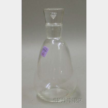 Steuben Colorless Glass Decanter with Trapped Bubble Stopper